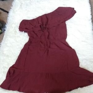 Mossimo Supply Co. One Shoulder Burgundy Dress